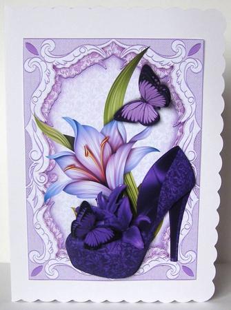 Card Front Purple Lilly Shoes by Margaret McCartney