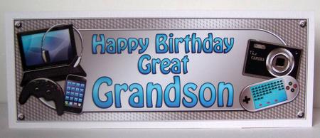 Large Dl Birthday Great Grandson Gadgets & Gizmos 3D Decoupa by Margaret McCartney