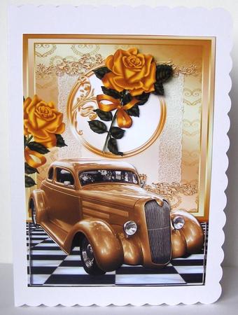 Vintage Gold Car with Gold Roses by Margaret McCartney