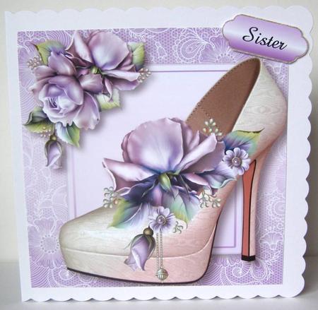 Stunning Shoes Lacey Square - Purple Porcelain Roses by Margaret McCartney