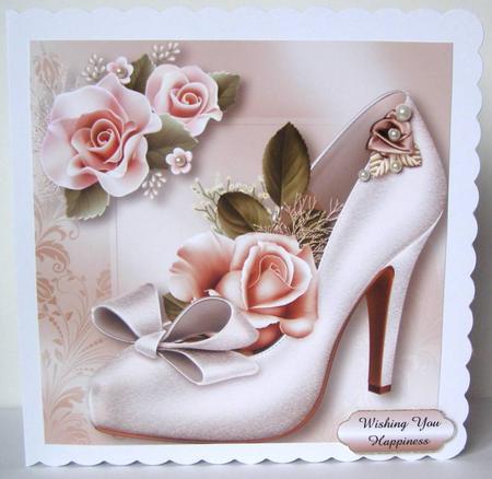 Stunning Shoes Satin Square - the Wedding - Pink Roses by Margaret McCartney