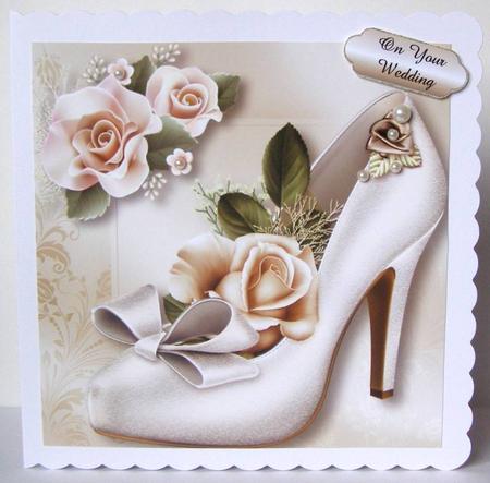 Stunning Shoes Satin Square - the Wedding - Cream Roses by Margaret McCartney