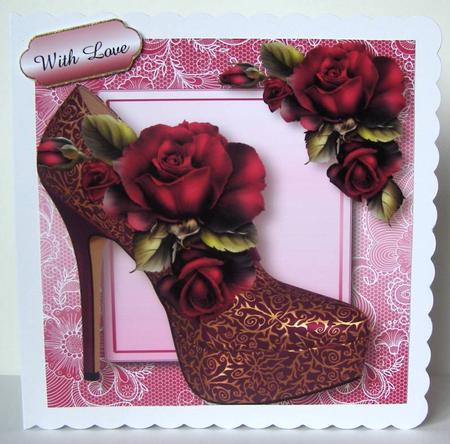 Stunning Shoes Lacey Square - the Paris - Magenta Roses by Margaret McCartney