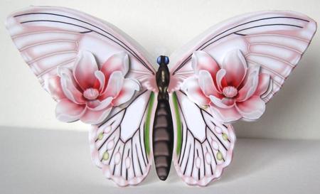 Magnolia Blossoms Shaped Card Butterfly by Margaret McCartney