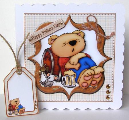 Birthday Beer Bear Decoupage by Margaret McCartney