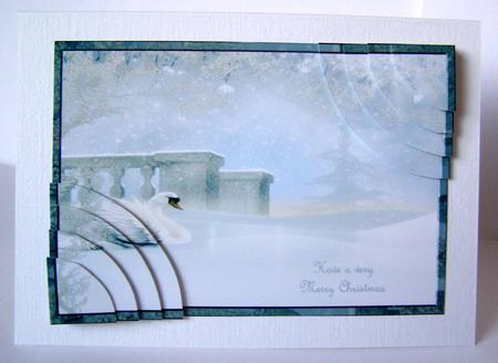 Snow Swans Round Edged Corner Stacker by Margaret McCartney
