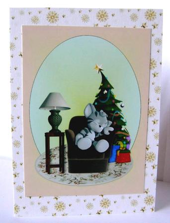 Kitty in Chair Christmas Topper by Margaret McCartney