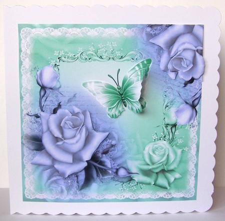 Beautiful Mint Butterfly and Roses by Margaret McCartney