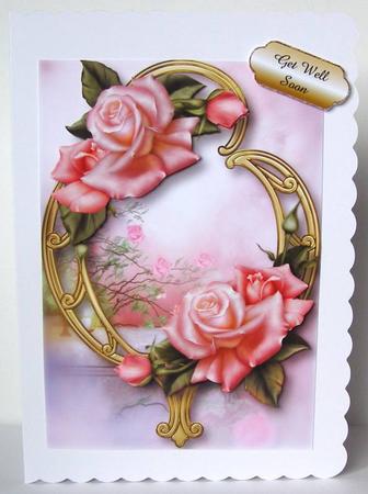 Pretty Pink Edwardian Roses & Golden Frame by Margaret McCartney