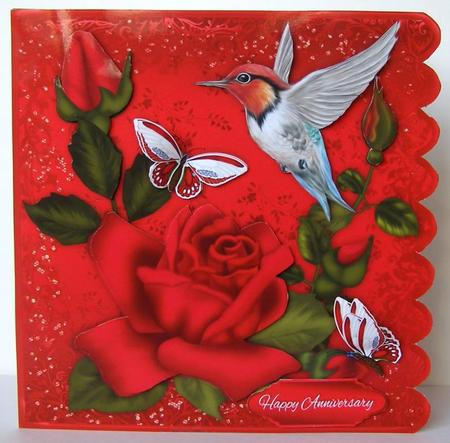Rose Red Floral Scalloped Edge Card Kit by Margaret McCartney