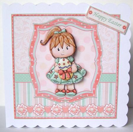 Jodie & Easter Egg Card Topper & Decoupage by Margaret McCartney
