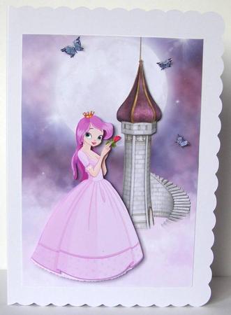 Pretty Princess and Her Castle Card Front and Decoupage by Margaret McCartney