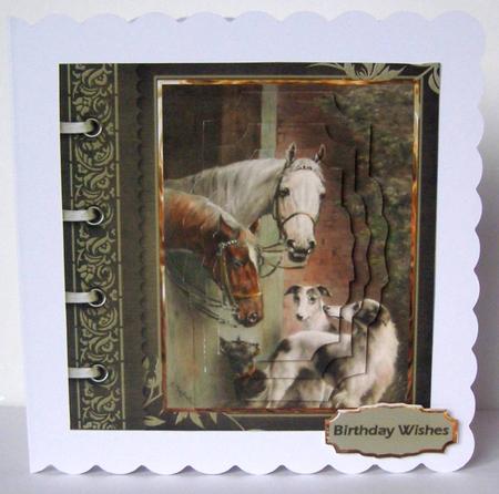 Two Horses and Dogs Card with Shaped Layers by Margaret McCartney