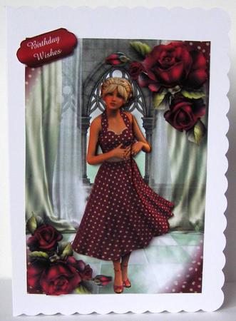 Magenta Polka Dot Dress & Roses by Margaret McCartney