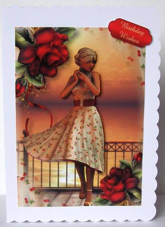Cherry Print Dress & Red Roses Sunset by Margaret McCartney