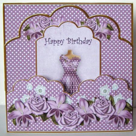 Lilac Dotty Happy Birthday Scallop Fashion Tag Cf Mini Kit by Margaret McCartney