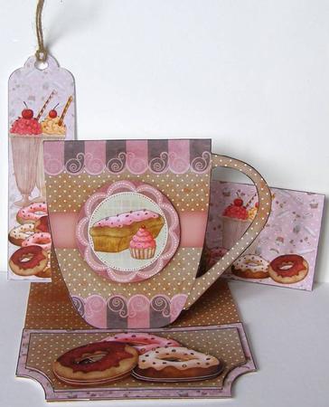Doughnut Crazy Mug / Cup Shaped Easel Card Kit by Margaret McCartney