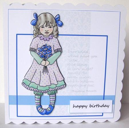 Violet with a Posy 6x6in Quick Card by Margaret McCartney