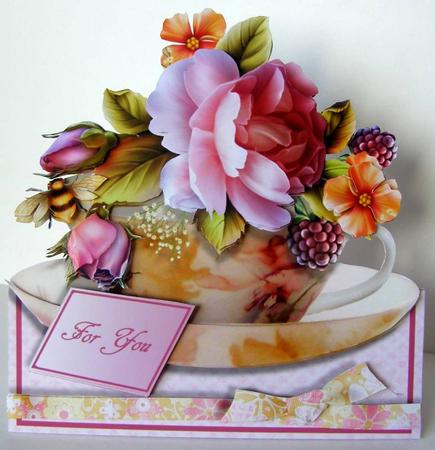 Teacups & Flowers Stand Alone Easel Kit - Blackberry Rose by Margaret McCartney