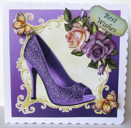 Beautiful Purple Glitz Shoe with Roses 8x8 Mini Kit by Margaret McCartney