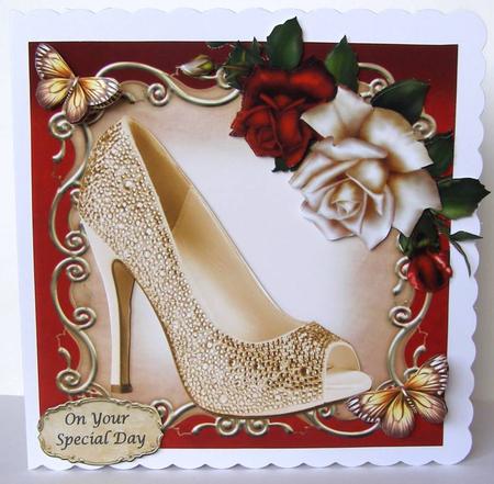 Beautiful Gold Glitz Shoe with Roses 8x8 Mini Kit by Margaret McCartney