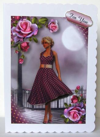 Purple Polka Dot Dress & Romantica Roses by Margaret McCartney