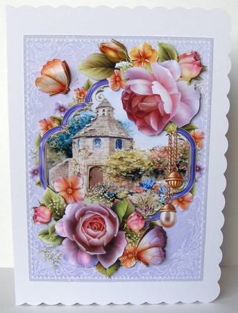 English Roses and Butterflies at Dovecote Cottage by Margaret McCartney