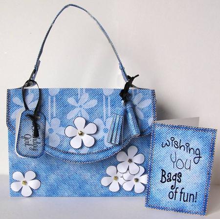 3D Denim & Daisies Handbag Treat or Favour Box Kit by Margaret McCartney