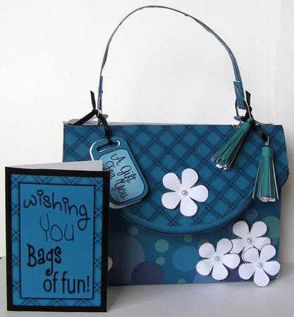 3D Elegant Dots & Flowers Handbag Treat or Favour Box Kit by Margaret McCartney