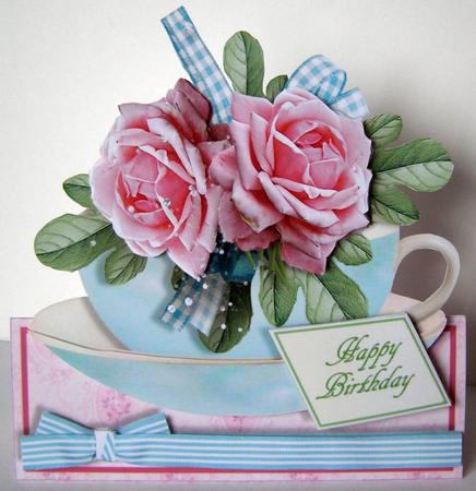 Teacups & Flowers Stand Alone Easel Kit - Sugar Rose by Margaret McCartney