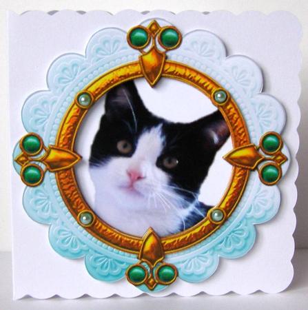 Black & White Kitten Cat Portrait Card Topper & Decoupage by Margaret McCartney