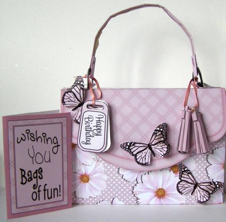3D Butterflies & Flowers Handbag Treat or Favour Box Kit by Margaret McCartney