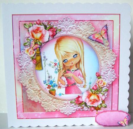 Rose Pretty Girl Card Front by Margaret McCartney