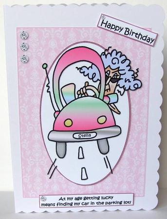 Stella in Her Car with Choice of Captions Quick Card by Margaret McCartney