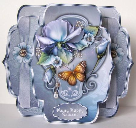 Porcelain Blue Quick & Easy Pop-out Card Mini-kit by Margaret McCartney