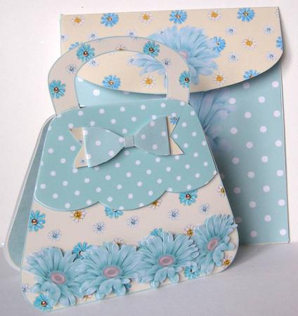 Cream and Blue Handbag Card Kit by Margaret McCartney