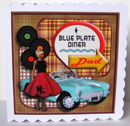 Blue Convertible Birthday/father's Day Square Card Topper by Margaret McCartney