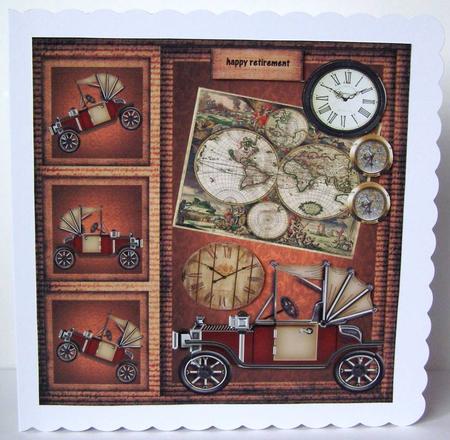 Male Card Vintage Steampunk Car by Margaret McCartney