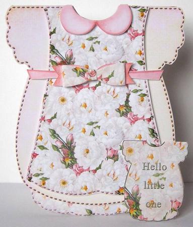 Dress Shaped Card White Rose by Margaret McCartney
