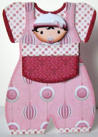 Baby Romper Shaped Card Baby Girl by Margaret McCartney