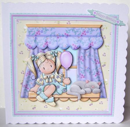 Chloe & Cat on Window Ledge 8x8 Mini Kit & Decoupage by Margaret McCartney