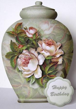 Pretty Pots Card Mini Kit - Vintage Roses by Margaret McCartney