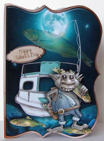 Night Fishing Male Card by Margaret McCartney