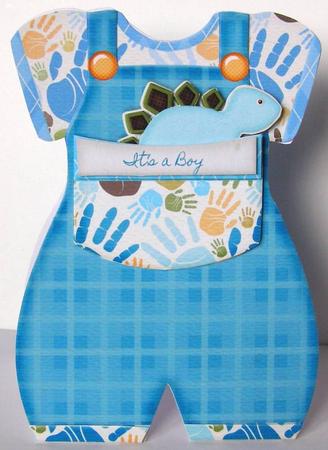 Baby Romper Shaped Card Dino by Margaret McCartney