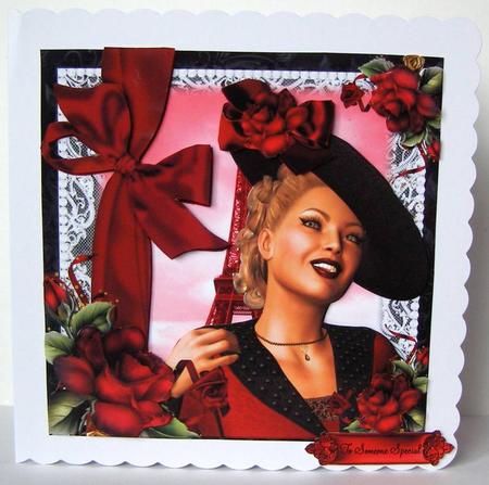 Beautiful Vintage Retro Red Card Front Kit by Margaret McCartney