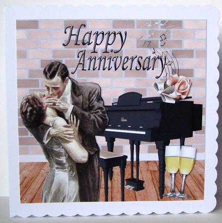 Happy Anniversary My Darling! with Champagne 8x8 by Margaret McCartney