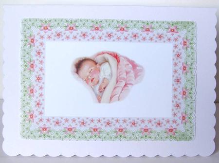 Sweet Dreams Baby Girl in Floral Frame Insert by Margaret McCartney