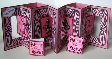 3D Animal Print & Butterfly Accordian Swing Card by Margaret McCartney
