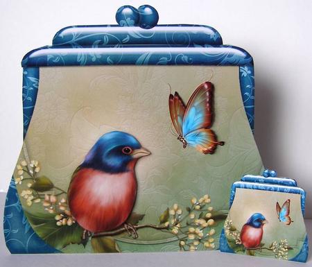 Handbag Shape Card Bird by Margaret McCartney