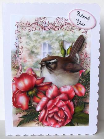Glory Roses & Wren with Decoupage by Margaret McCartney